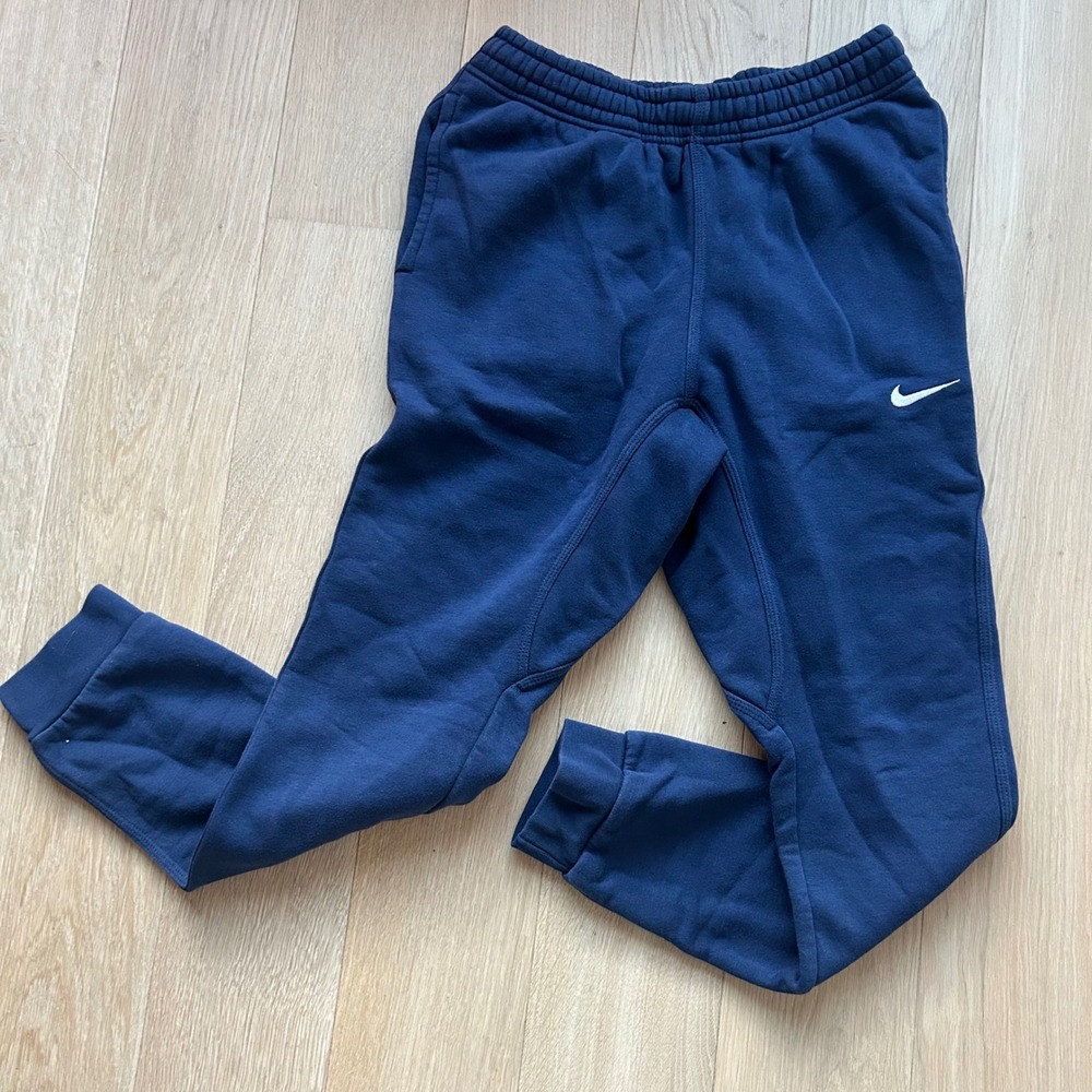 Nike Joggers Women S Navy Blue Fleece Tapered Sweatpants Pocket Logo Streetwear